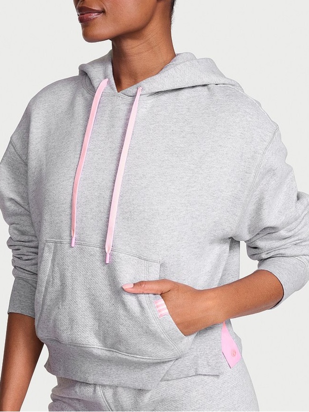 NWT VS VICTORIAS SECRET ANGEL CAMPUS FLEECE CROP HOODIE SWEATSHIRT SMALL